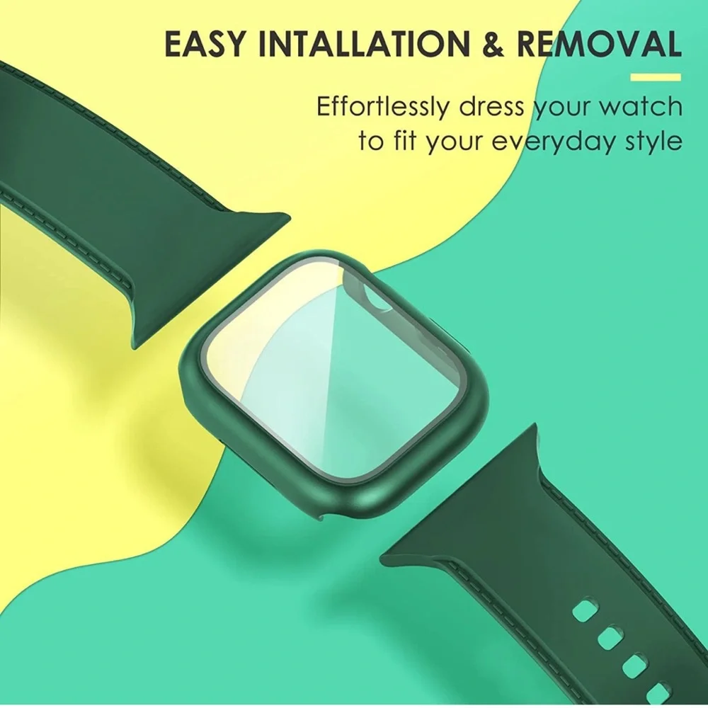 Sport Band Compatible for Apple Watch Band 45mm,Series7 with 2 Pack Hard PC Case